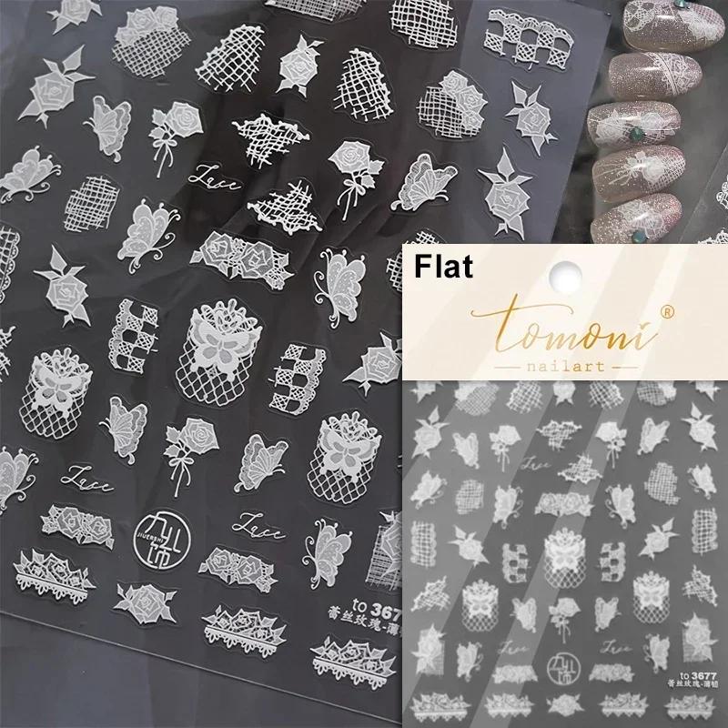 5D Butterfly Red Spider Lily Blooming Flowers Nail Art Stickers Chinese Characters Phoenix Swallow Self Adhesive Manicure Decals