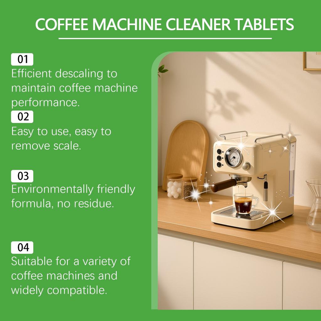 Coffee Machine Cleaning Tablets, Descaling And Cleaning Labels, Drip Filter Coffee, Machine Cleaning Effervescent Tablets