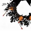 Black Branch Wreath Halloween for Front Door, 9 Inch Pumpkin with Party Decor Velvet Bow Home Porch Holiday Window Wall Fireplace