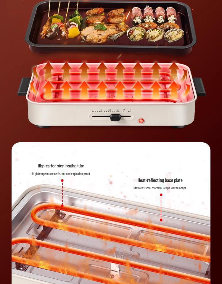 Multi-Function Electric Grill & Hot Pot Combo for Indoor BBQ and Baking