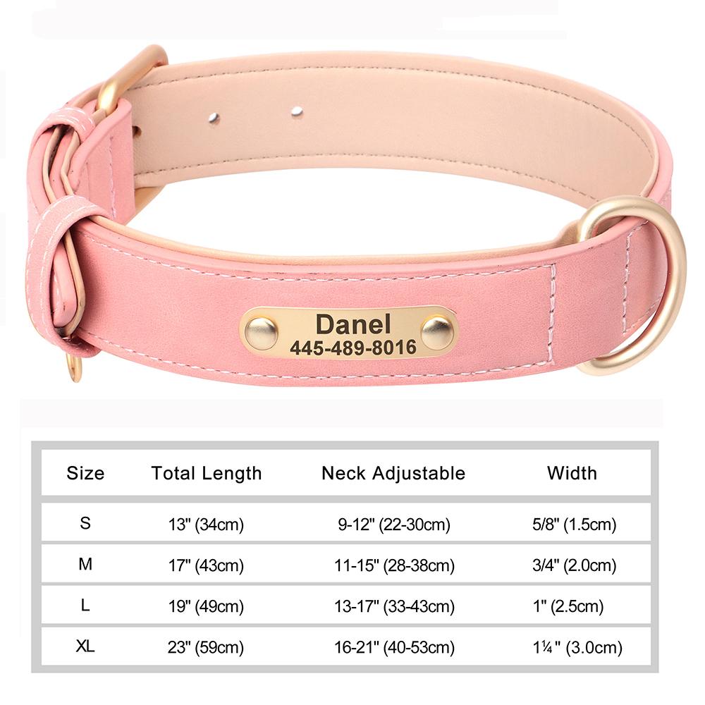 Индивидуальный кожаный ошейник для собак, персонализированные ошейники с бесплатной гравировкой имени для маленьких, средних, больших собак, питбулей, лабрадоров, XS-XXL