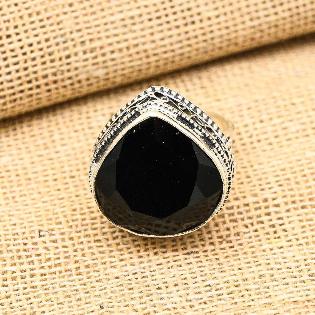 Lavish Black Spinel Gemstone Handmade 925 Sterling Silver Ring Jewelry For Wedding Gift