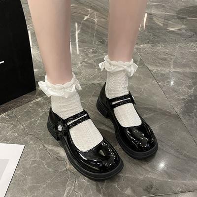 Модные женские туфли-лодочки на среднем каблуке Женские туфли Мэри Джейн Мокасины Круглый носок Весна Высокое качество 39 Элегантное платье Мода Слипоны