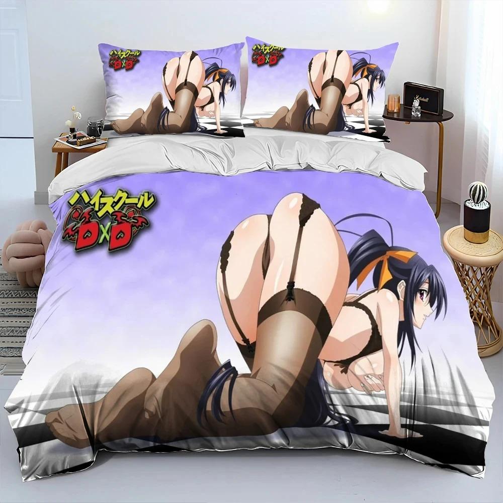 Sexy Girl High School DxD Anime Comforter Bedding Set,Duvet Cover Bed Set Quilt Cover Pillowcase,king Queen Size Bedding Set Boy