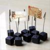 12PCS Card Holder Cube Pine Decorative Table Number Stand Memo Clip Holder for Bedside Decoration