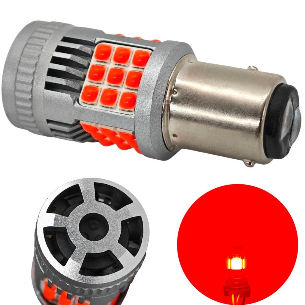 2 Pcs P21/5W LED Bulb BAY15D 12-24V Error-free 2200lm Red