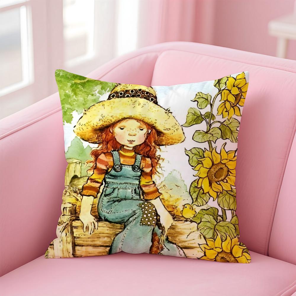 Sweet Anime Whimsical American Art SSarah Kay Cushion Cover Pillow Case Soft Skin Friendly Fabric Concealed Zipper