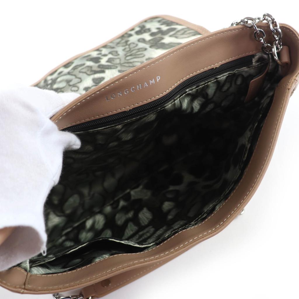 Превосходная сумка через плечо Longchamp Amazone Chain 2WAY сумка из коричневой кожи Женская Б/У