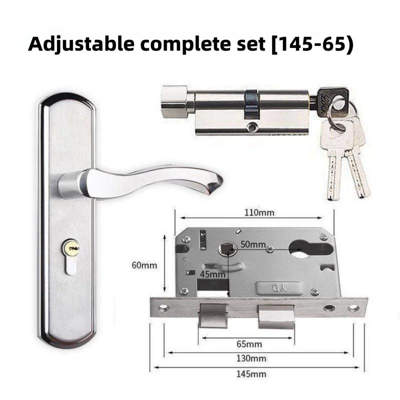 Universal Adjustable Stainless Steel Indoor Door Lock Wooden Handle for Bedroom Security Tamper-Free Household Safety