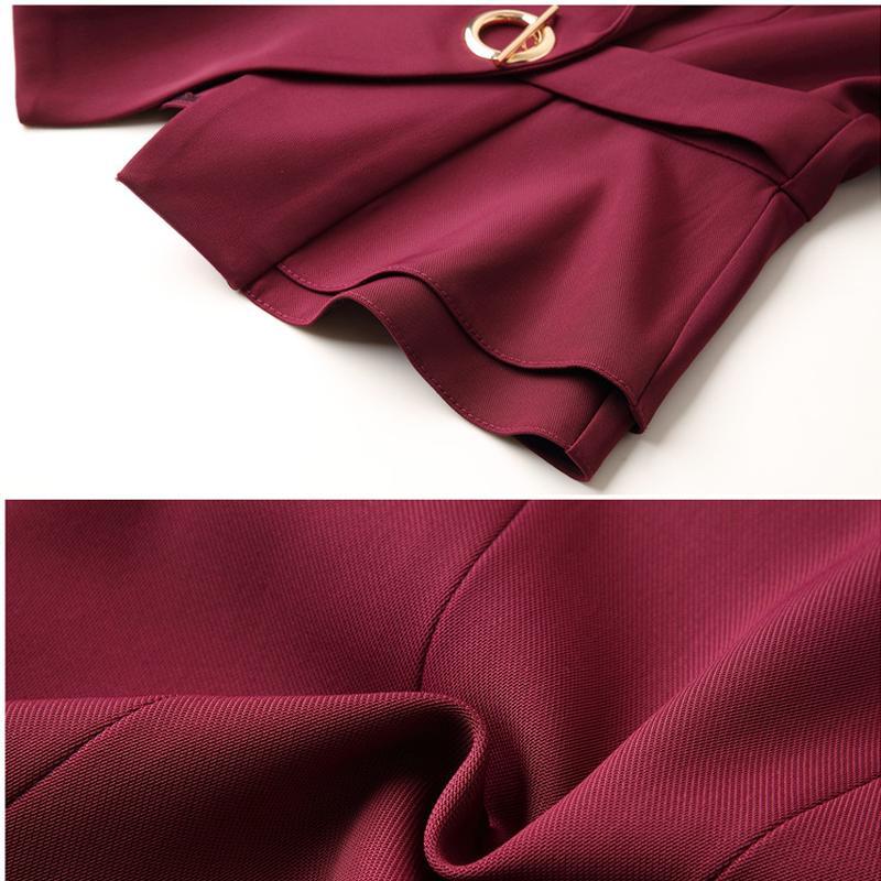 Осенний офисный женский топ Pioneer, однотонное пальто с длинными рукавами, кардиган на пуговицах, повседневный темно-синий кулон, облегающий женский винно-красный пиджак