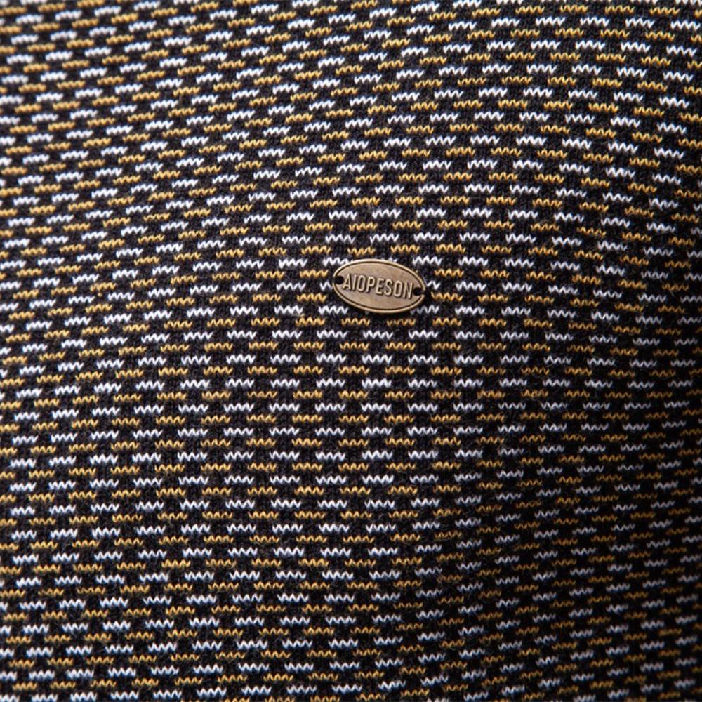 AIOPESON Классический полосатый трикотаж Мужской свитер из смесового хлопка с воротником-стойкой Теплый Утолщенный Роскошный Зимний свитер для мужчин в стиле Old Money