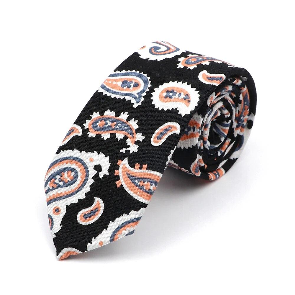 Новый стильный галстук с цветочным принтом 6 см, синий, зеленый, фиолетовый, узкий галстук из 100% хлопка для мужчин и женщин, костюмы для свадебной вечеринки, рубашка, аксессуар