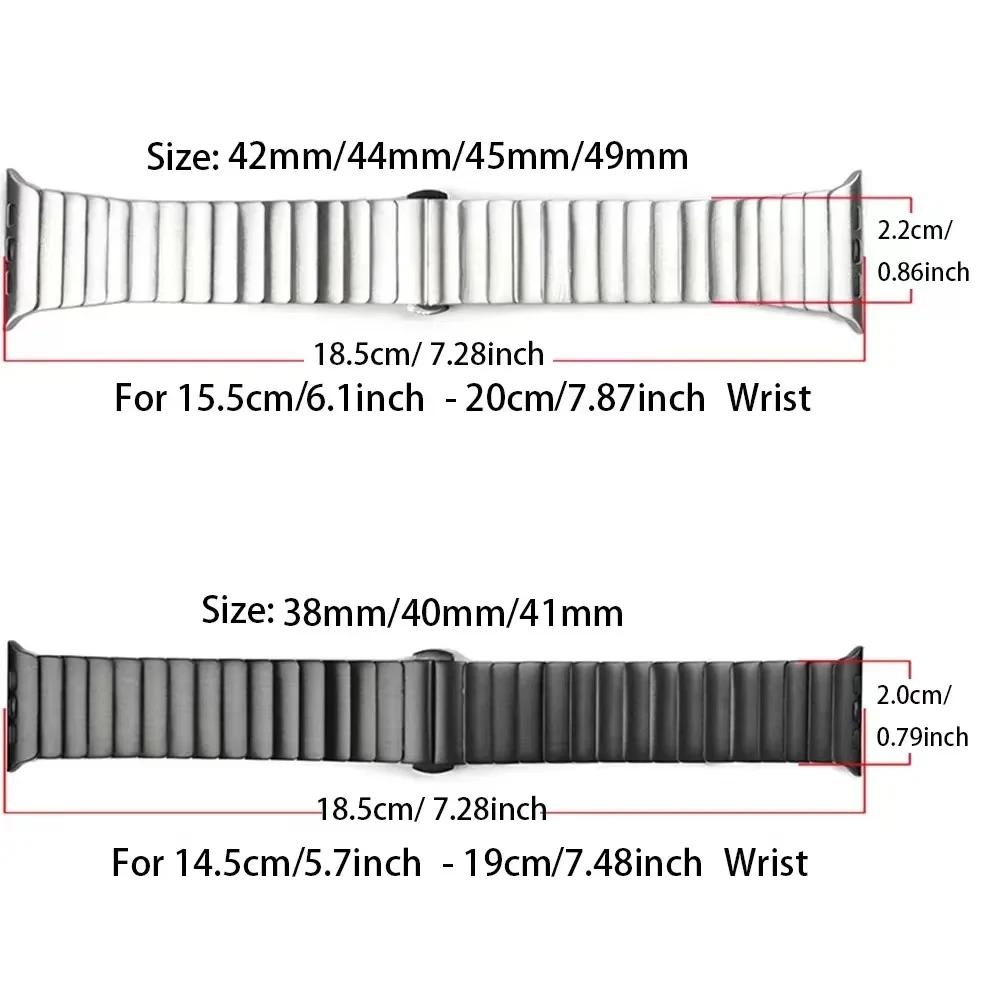 Классический роскошный ремешок из нержавеющей стали титанового цвета для Apple Watch Band Ultra2 49 мм 45 мм 44 мм 42 мм 41 мм 40 мм Link IWatch 9 8 7 6 SE 5