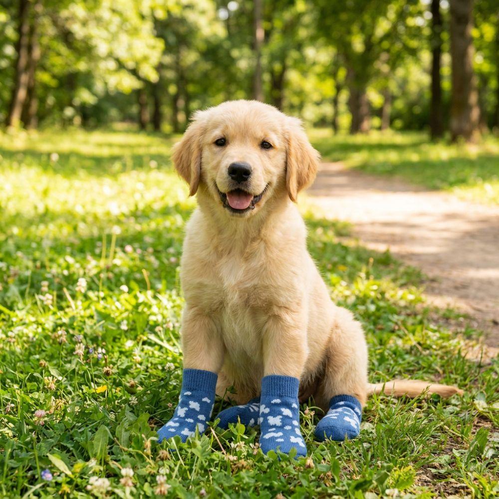 4PCS Wear Resistant Dog Anti-slip Socks Elastic Pet Floor Socks Pet Footwear for Dogs Cats