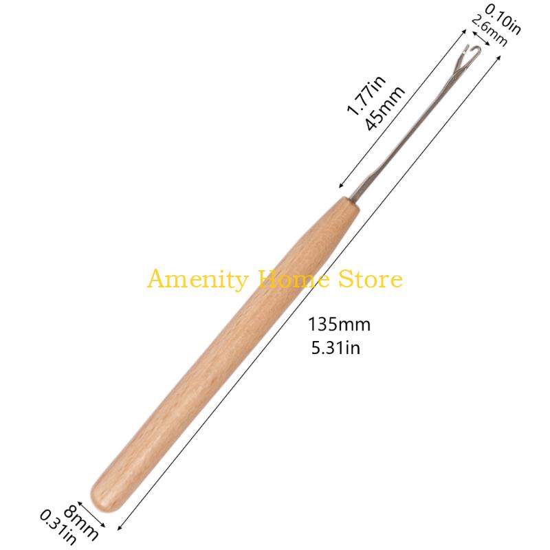 F26C Metal Crochet With Wooden Handle For Seamlessly Oversew Concealing Craft Projects