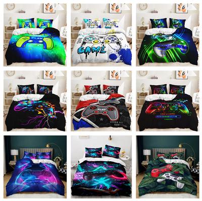 Комплект постельного белья с 3D-игровой ручкой, игровой автомат, пододеяльник для комнаты для мальчиков, 2/3 предмета, мягкая молния DE135 * 200, полноразмерное украшение для спальни из микрофибры
