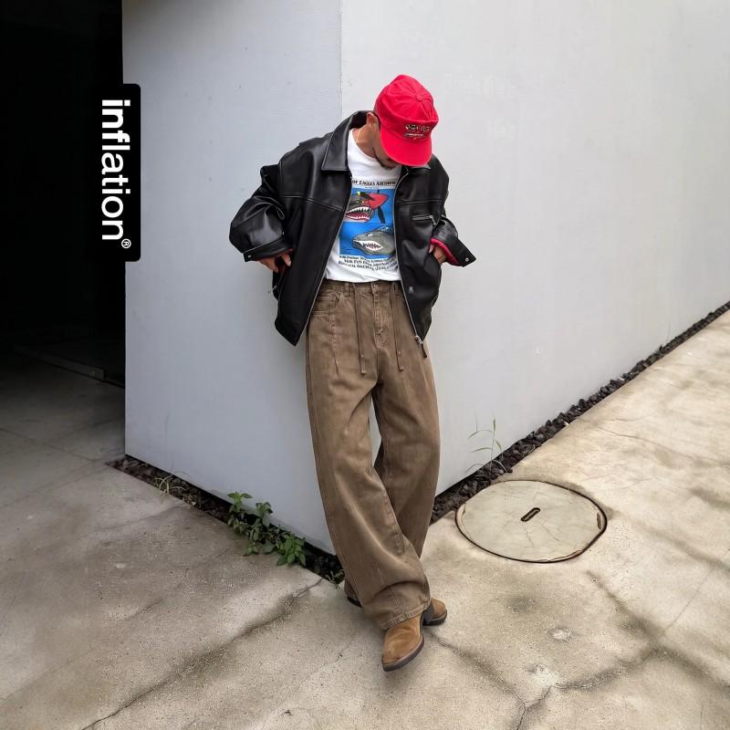 Mens Relaxed Fit Cargo Pants 2026 American Vintage Distressed Straight Leg Casual Trousers
