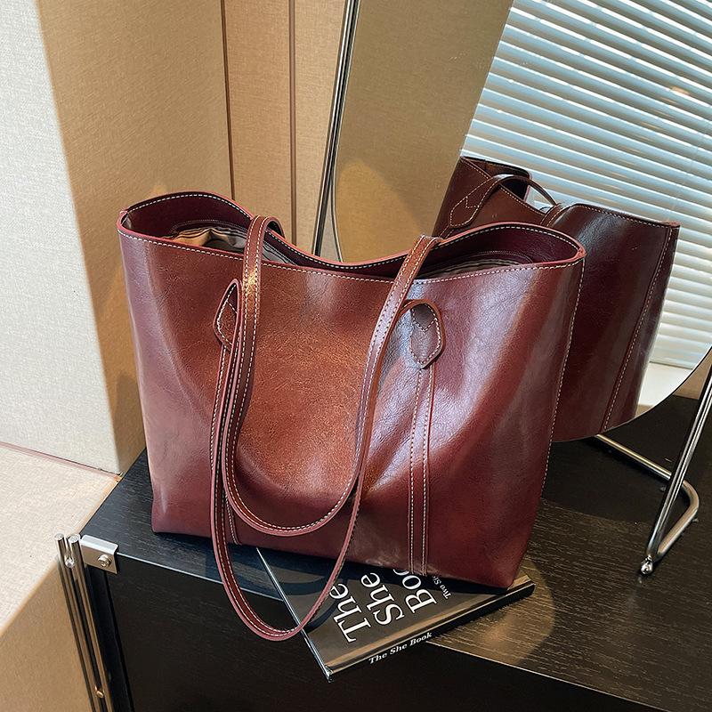 Сумка-тоут премиум-класса большой вместимости, женская новая популярная универсальная сумка через плечо, ретро-сумка для通勤