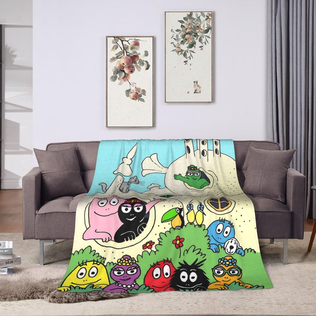 Barbapapa Barbamama Family Warm Soft Blanket Camping Plush Throw Blanket Aesthetic Couch Bed Flannel Bedspread Sofa Bed Cover