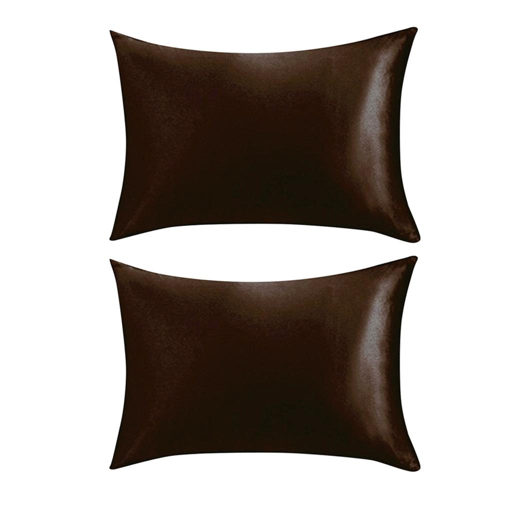 Set Of 2 Solid Silk Pillowcases Cushion Cover Pillowcases Standard Size
