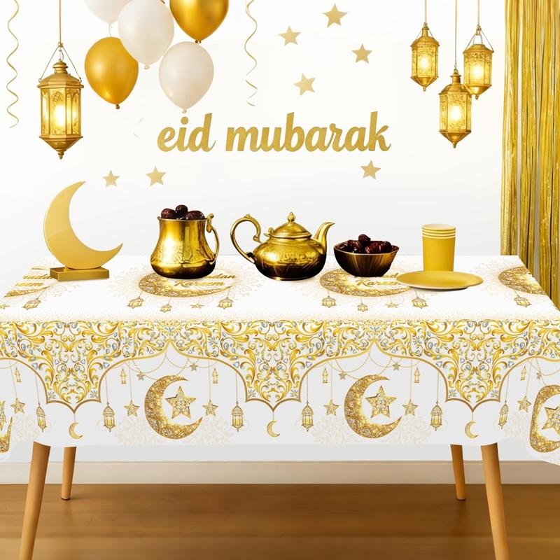 Скатерть для декора Рамадана EID Mubarak Декор для дома 2026 Ramadan Kareem Исламская Мусульманская Вечеринка Ид аль-Адха Подарки Счастливый Ид аль-Фитр