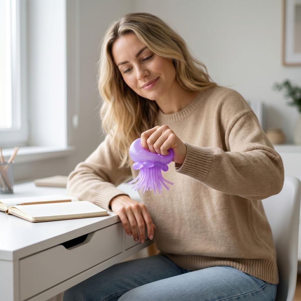 Simulated Jellyfish Squeeze Toy for Stress Relief Soft Tactile Sensory Fidget Decoration for Desk Office Home Classroom Play Therapy
