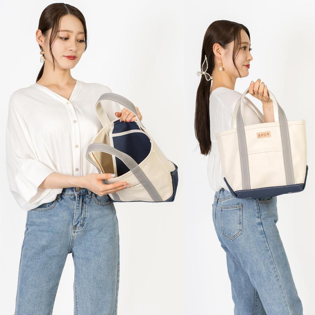 Сумка-тоут из холста Iwafune, маленькая холщовая сумка, отечественная, сделанная в Японии, базовая сумка-тоут Ship and Rock x Navy для женщин (Серый Синий)