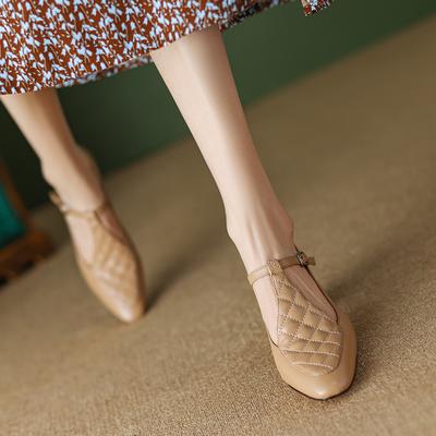 Новая весенняя женская обувь, женские туфли-лодочки с ремешком и пряжкой в ​​стиле ретро, ​​туфли на каблуке с острым носком, женские туфли на каблуке Мэри Джейн