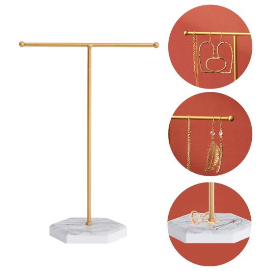 Metal T-shaped Jewelry Display Stand Necklace Holder with Stable Base Necklace Bracelet Storage Rack Jewelry Organizer