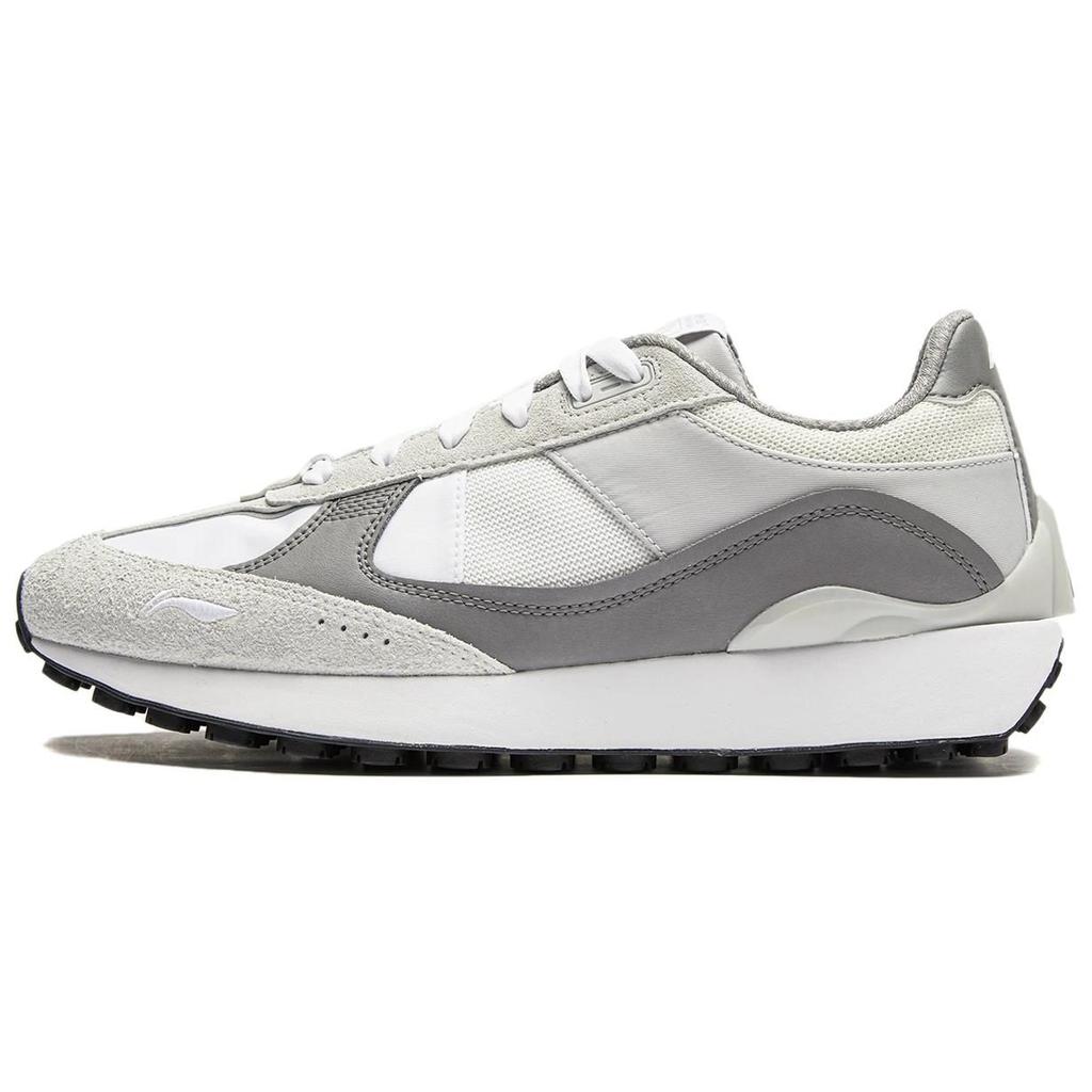 Li Ning Спортивная коллекция Life 70-е Наследие Амортизация Нескользящая Низкие Повседневная Обувь Мужская Белый Серый AGCU177-3