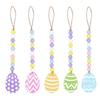 5PCS Spring Wooden Bead Garland Easter Wood Bead Garlands Rustic Boho Beads Decoration