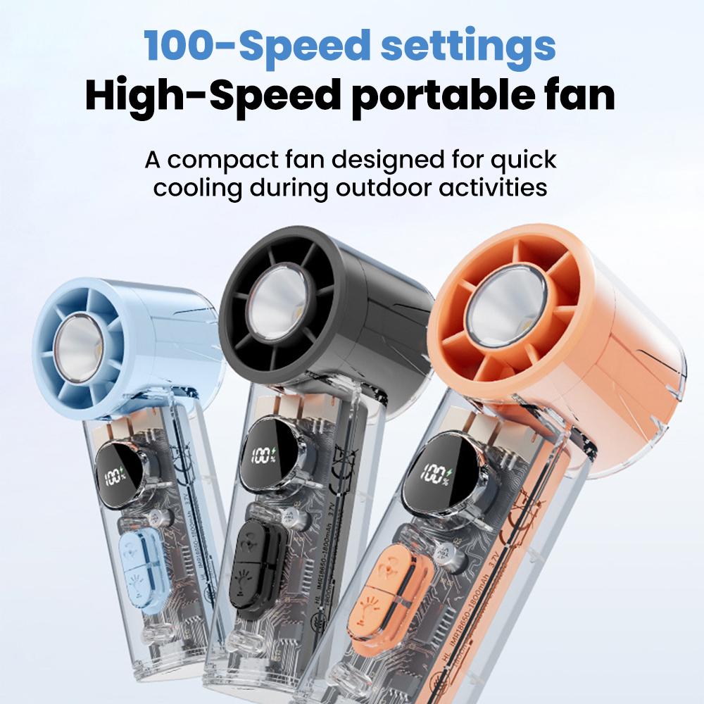 Xiaomi Portable Handheld Mini Fan 1800mah High Speed Type c Rechargeable Fan Digital Display Desktop Fan Outdoor Flashlight Lighting