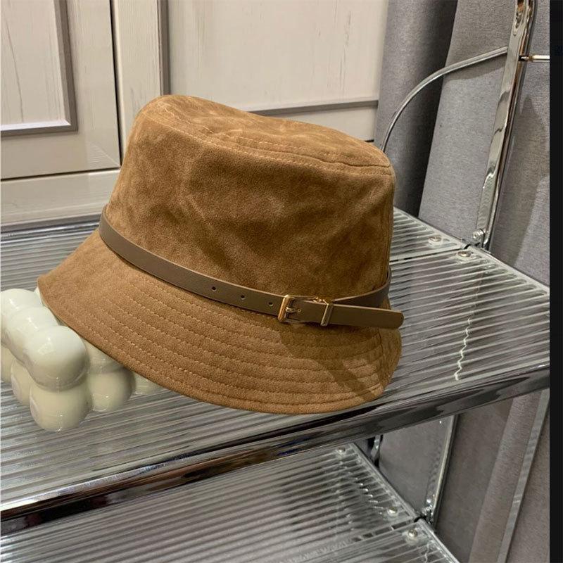 Basin Hat Tide Bucket Hat Women's Casual Versatile Breathable Autumn and Winter Suede Sunscreen Sun Hat Face Cover Big Edge Hat