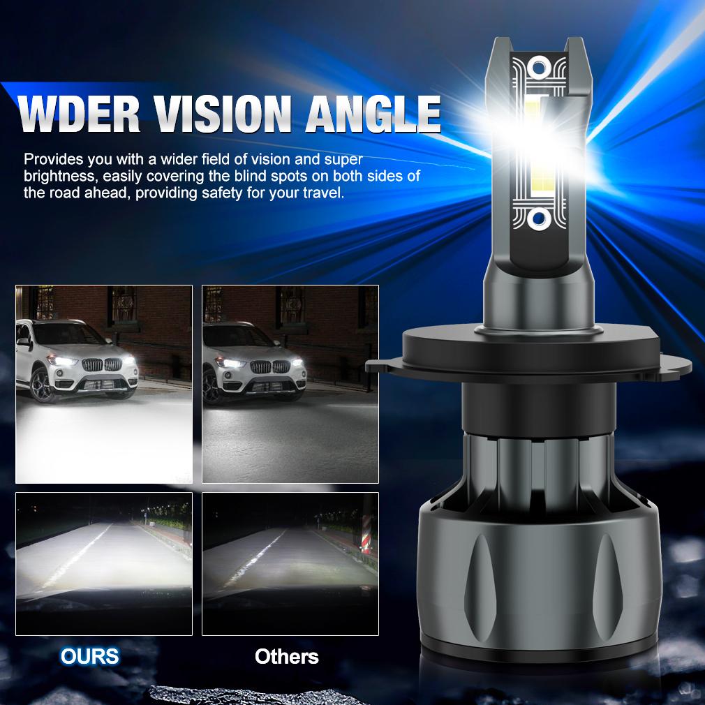 2Pcs Super Bright Mini H4 H7 LED Car Headlight Bulbs 70W 20000Lm CSP Chip Auto H1 H11 LED Light H8 HB3 HB4 9005 9006 9012 Hir2 6000K Auto Lamp 12V