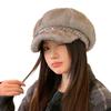 Versatile Imitation Mink Fur Chain Duck Tongue Beret Autumn and Winter Hat for Women Versatile Octagonal Hat Plus Velvet Thickened Warm Hat