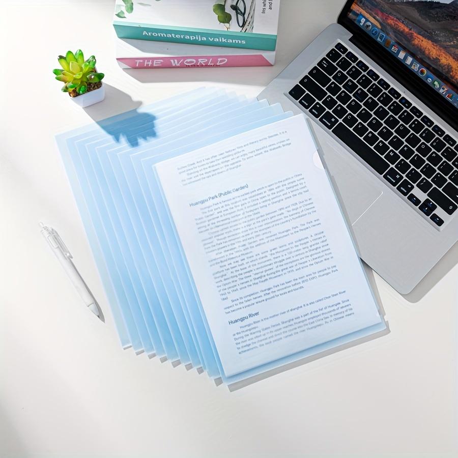 12pcs Premium PP Material Project Folders -L-Shaped A4 Document Sleeves, Durable, Waterproof Storage for Resumes, Papers & Files