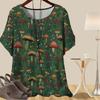 Женская повседневная свободная весенняя рубашка, женские топы с коротким рукавом и принтом «трава, грибы, любовь»