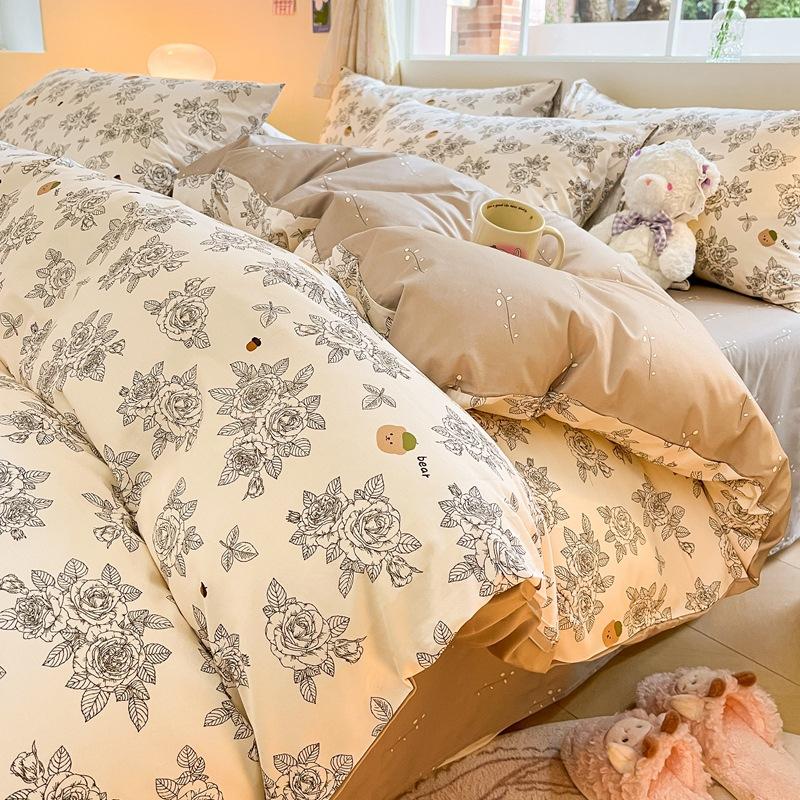 Комплект из четырех предметов Princess Cute Cotton, пододеяльник из чистого хлопка, постельное белье, комплект из трех предметов для спальни