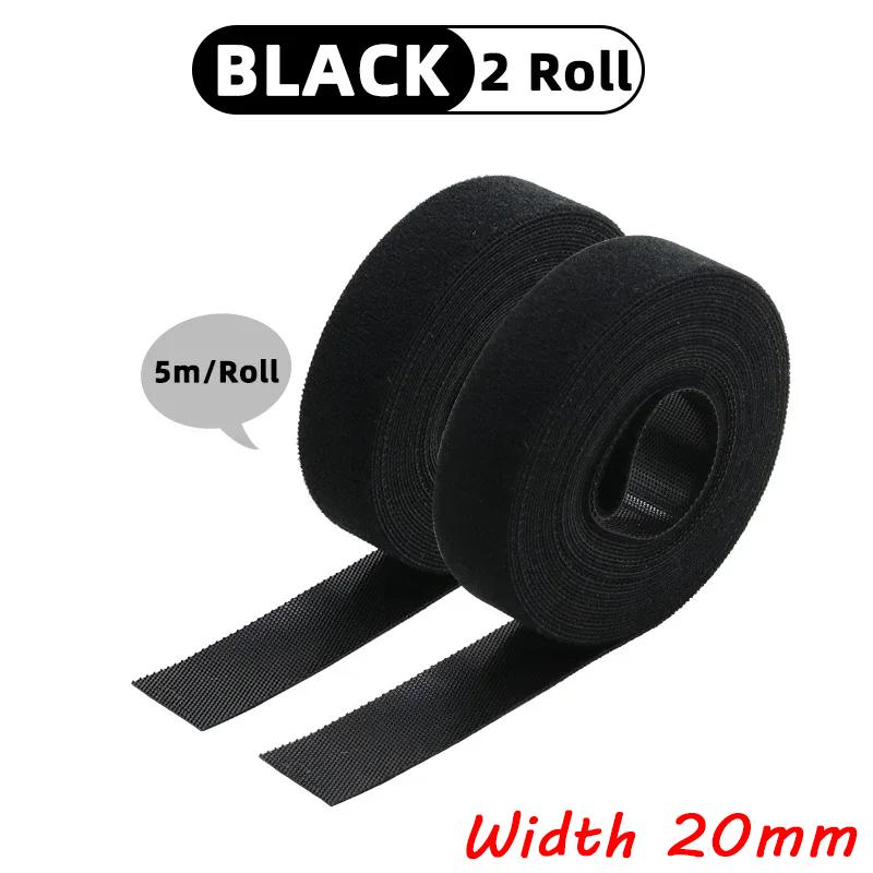 5M/Roll Width 10-20mm Black Cable Organizer USB Cable Winder Management nylon Free Cut Ties Mouse earphone Cord cable ties 2Pcs