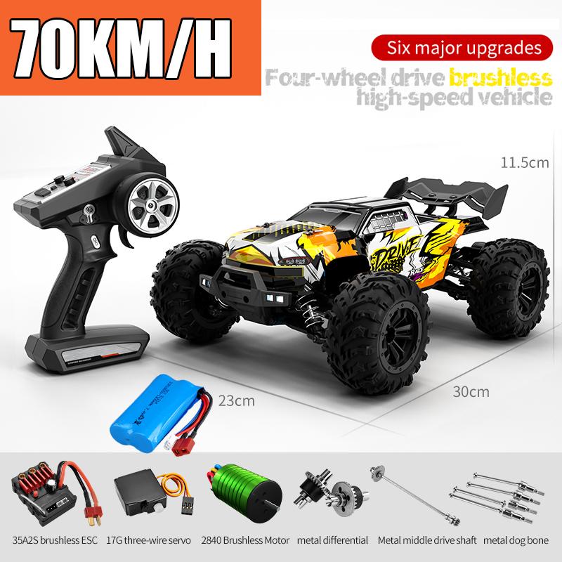 Радиоуправляемая машина Внедорожник 4x4 Высокоскоростная 75 км/ч Машина на пульте управления со светодиодной фарой Бесколлекторный 4WD 1/16 Монстр-трак Игрушки для мальчиков Подарок