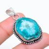 Natural Blue Solar Quartz Gemstone 925 Sterling Silver Pendant 1.77" K0E82