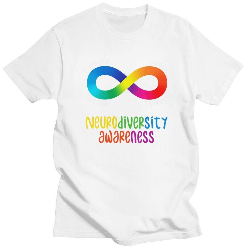 Male Neurodiversity Awareness ADHD Autism Dyslexia Tourette T Shirts Short Sleeve Cotton TShirt Casual Loose Oversized Clothes