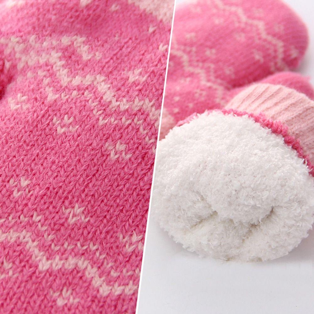 With Hanging Neck Rope Autumn Winter Gloves Cold Proof Baby Children Full Finger Gloves  Boys Girls