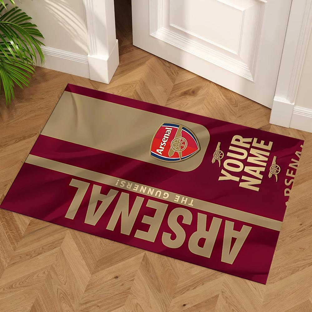 Arsenal F.c. Customize Your Name Floor Mat Design for Game Room Playrooms Dormitory Outdoor Anti-slip Rug Anime Office Decor Best for Christmas
