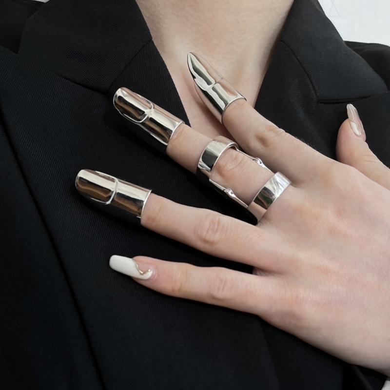 Корейское милое мультяшное кольцо-накладка на ноготь для женщин, золотые серебряные кольца, модное новое нишевое кольцо с открытым пальцем, создающее ощущение высокого класса