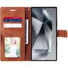 Coque pour Samsung Galaxy S24 Ultra - Effet Cuir Elégant - Marron - Support Horizontal - avec 2 Verres trempés