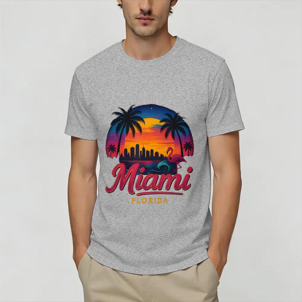 Винтажная футболка Unisex Miami Vices Крутые футболки с коротким рукавом и круглым вырезом Чистый хлопок Идея для подарка Одежда