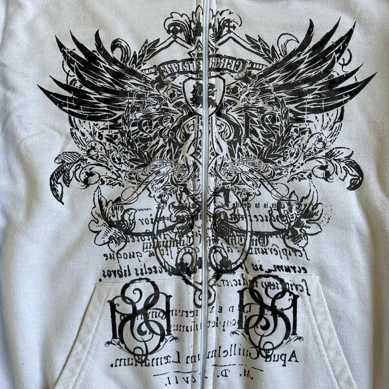 Goth Vintage Hoodies Y2K Grunge Graphic Long Sleeve Hooded Sweatshirt Harajuku Japanese Aesthetic Women