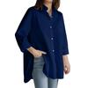 Women's  Casual Fashion Solid Color Single-breasted Lapel  Stitching Long-sleeved Loose Shirt