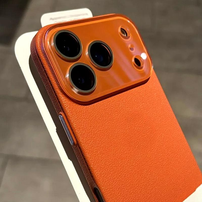 Luxury Leather Texture Phone Case for For Iphone 11 12 13 14 15 16 17 Pro Max Plus Air Lens Protection Shockproof Bumper Cover